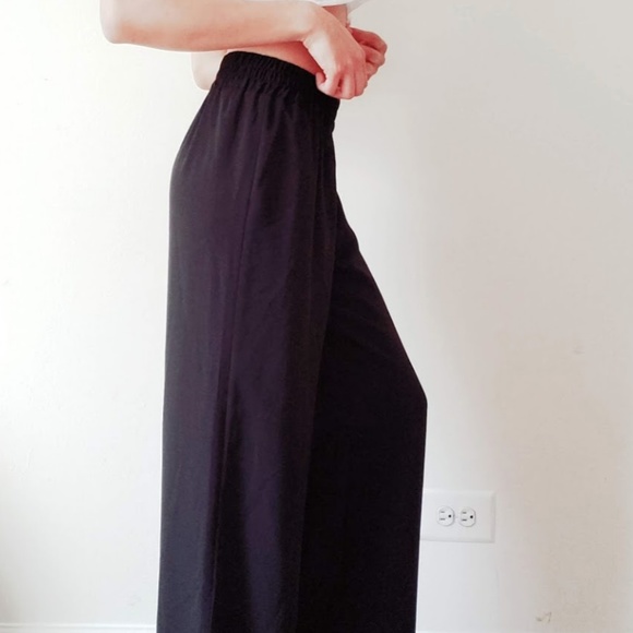 Black Wide Leg Pants Small - Elastic waist - Picture 6 of 6